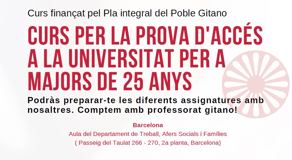 Se abren las inscripciones para el Grupo de Acceso a la Universidad del Plan Integral del Pueblo Gitano de Cataluña