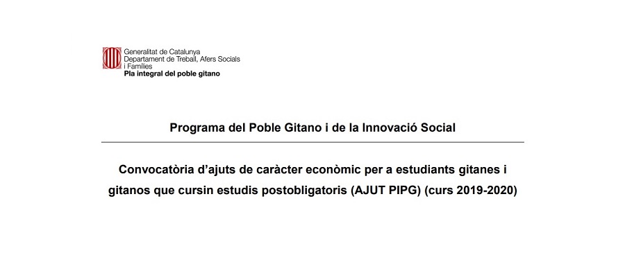 El Pla Integral del Poble Gitano obre la convocatòria d’ajudes econòmiques per a estudiants gitanos i gitanes que cursen estudis superiors