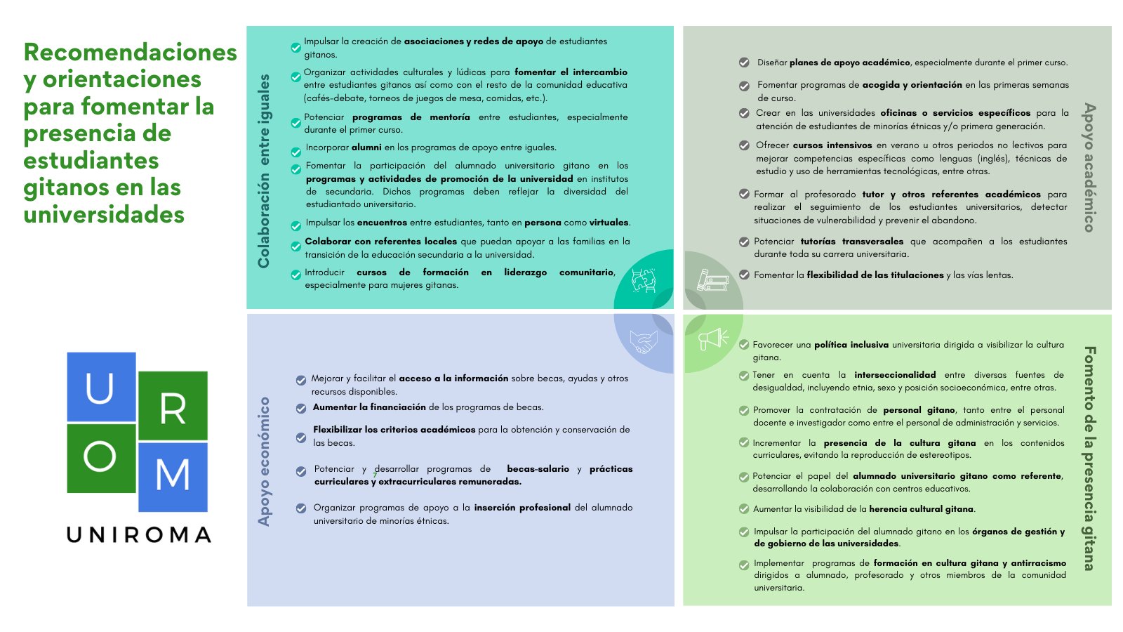 El projecte de recerca UNIROMA ha elaborat un conjunt de recomanacions per a millorar la inclusió de l’alumnat gitano a les universitats